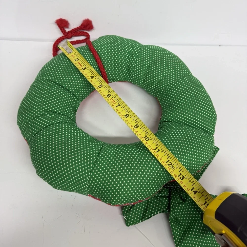 Vintage Pillow Wreath Quilted Patchwork Round‎ Handmade Cottage Country Chic